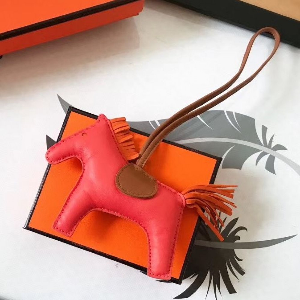 High Quality Replica Hermes Rodeo Horse Bag Charm In Piment/Camarel/Orange Leather $ 139 USD